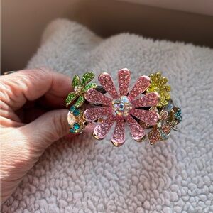 Betsey Johnson Pink and Green Flowers and Insects Bracelet
